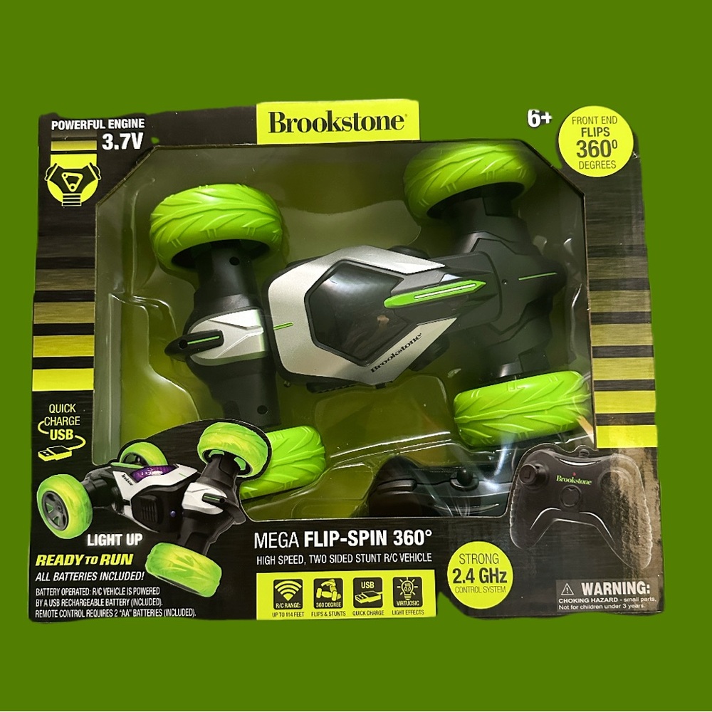 Brookstone Flip-Spin 360° RC Car - Lime and Black